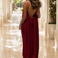 Linen blend backless maxi dress