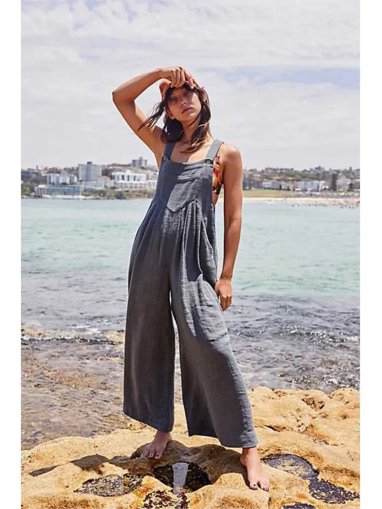 Linen overall outfit