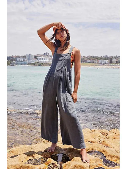 Linen overall outfit