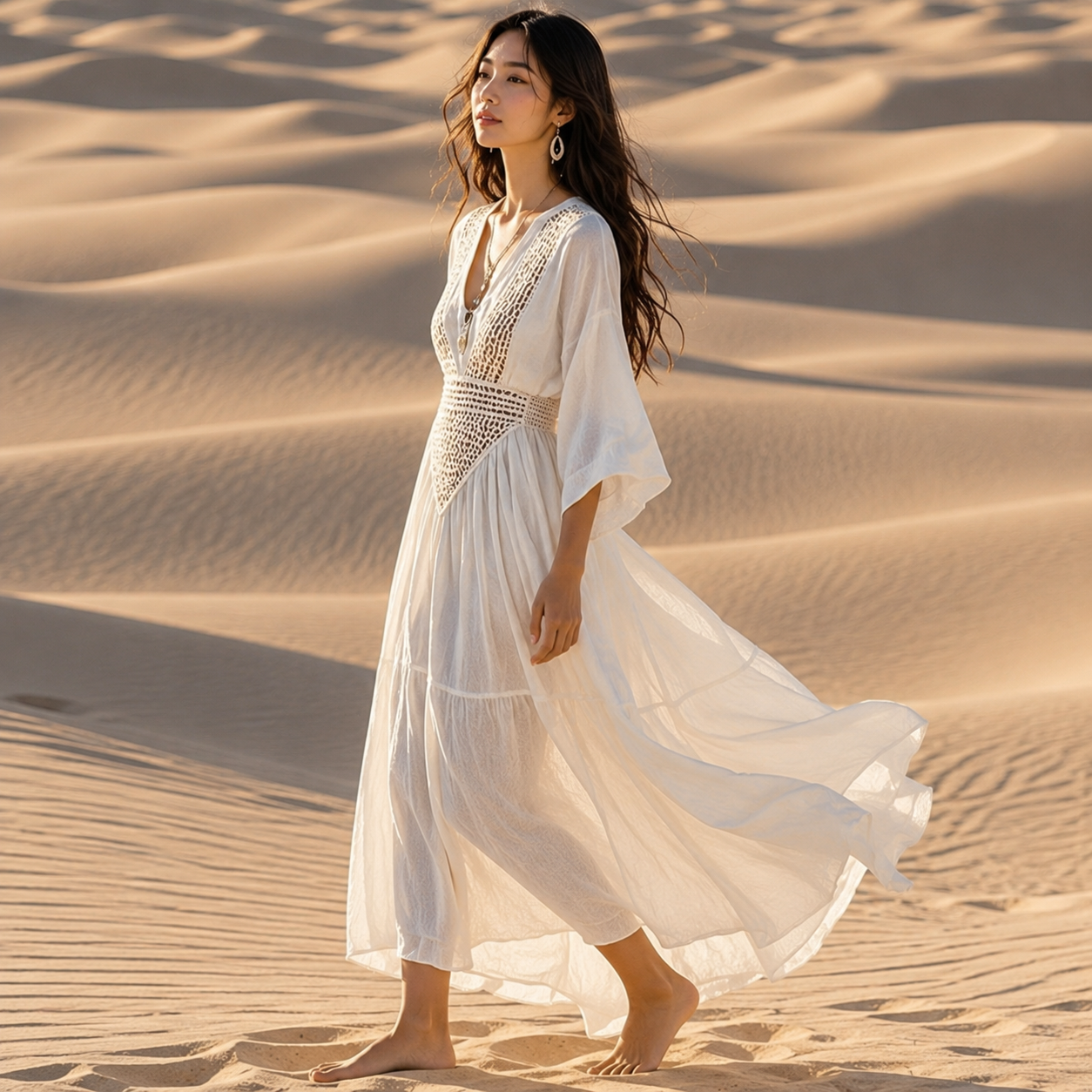 Deep V-Neck Beach Dress