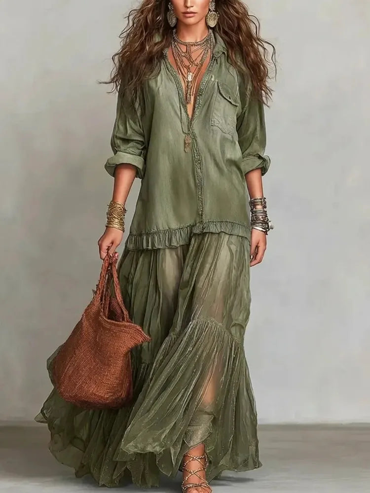 Flowing Boho Shirt Dress