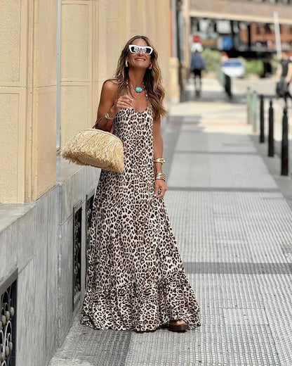 Sleeveless leopard print dress