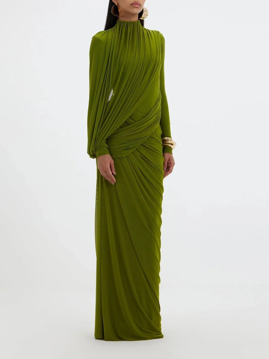 High neck ruched dress