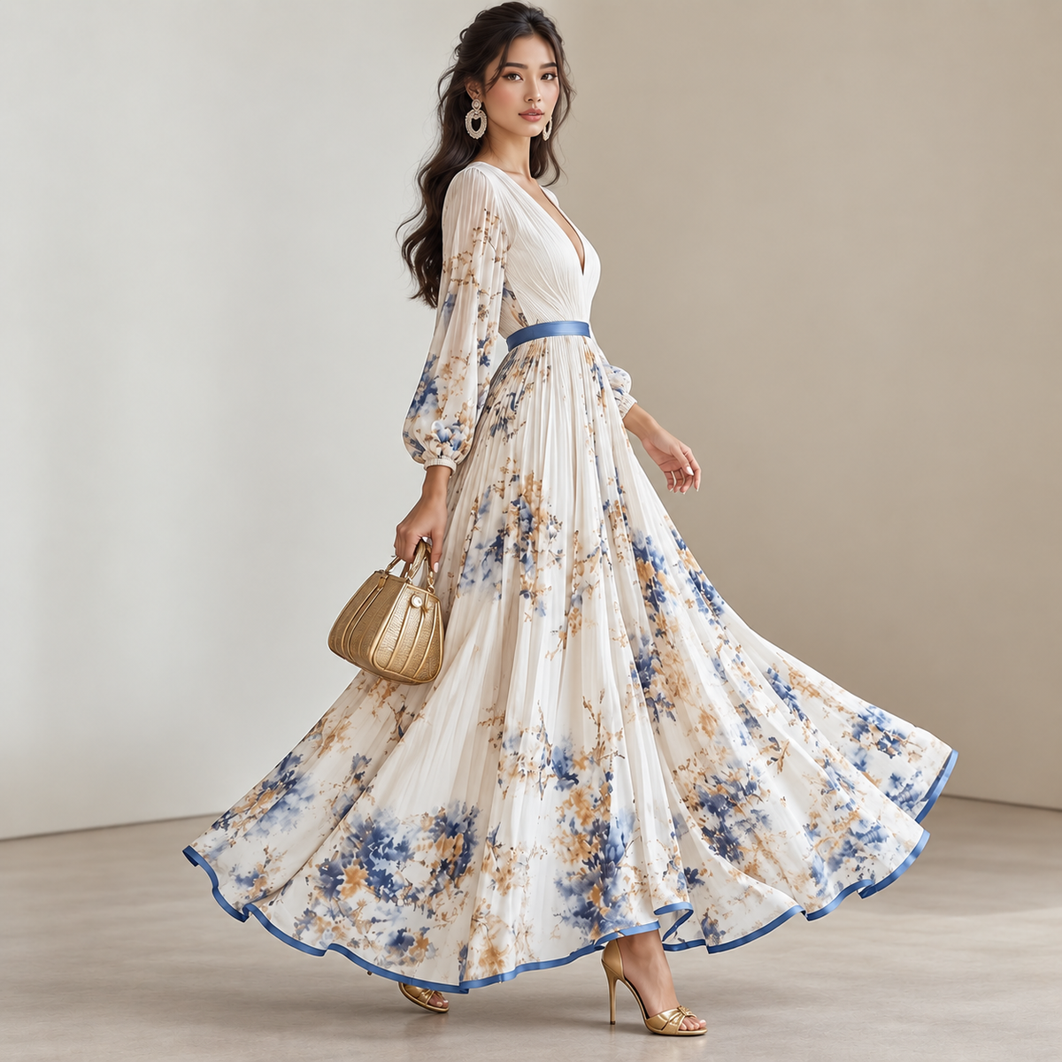 Ivory floral maxi dress