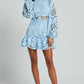 Blue crochet lace party dress