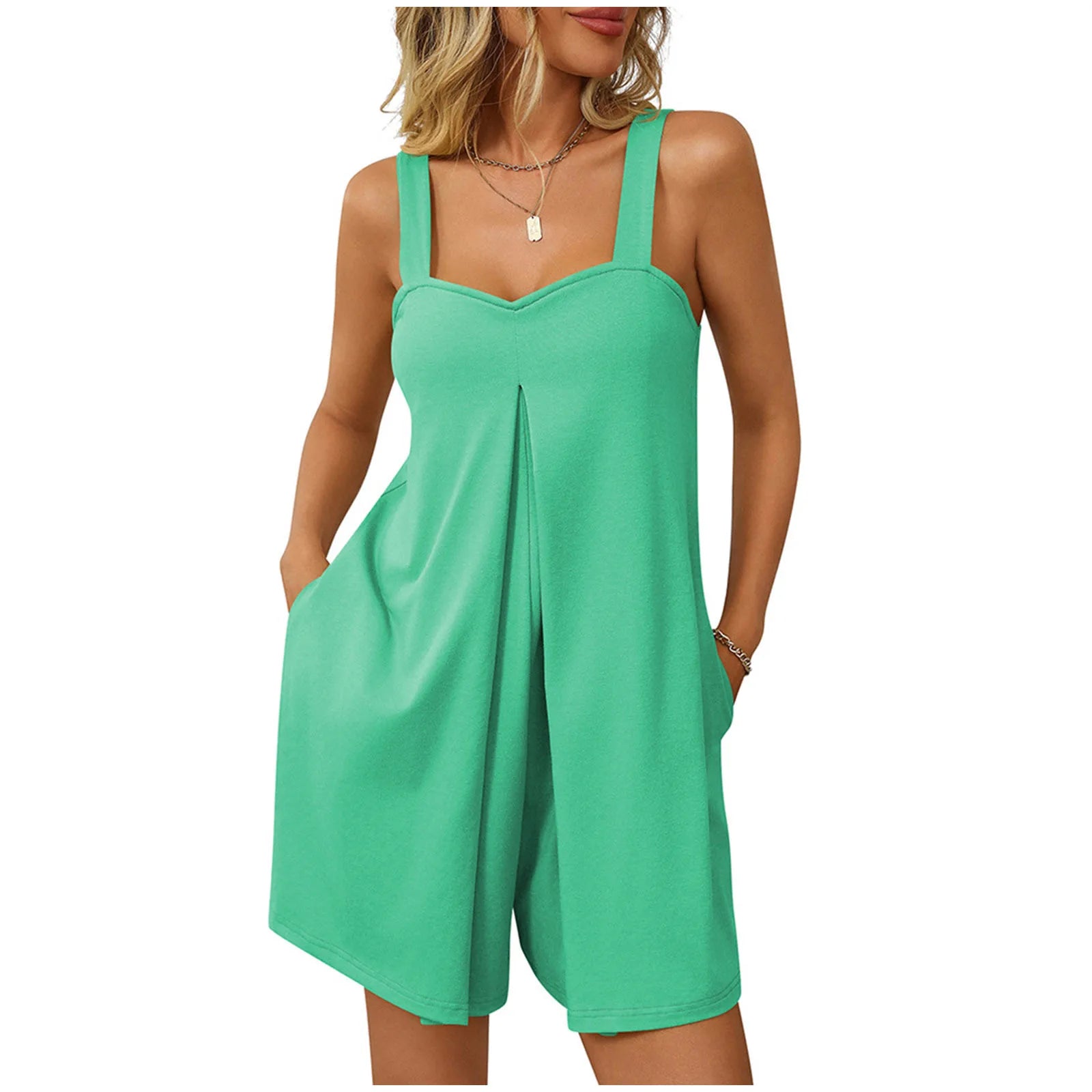 Casual Sleeveless Square Neck Romper