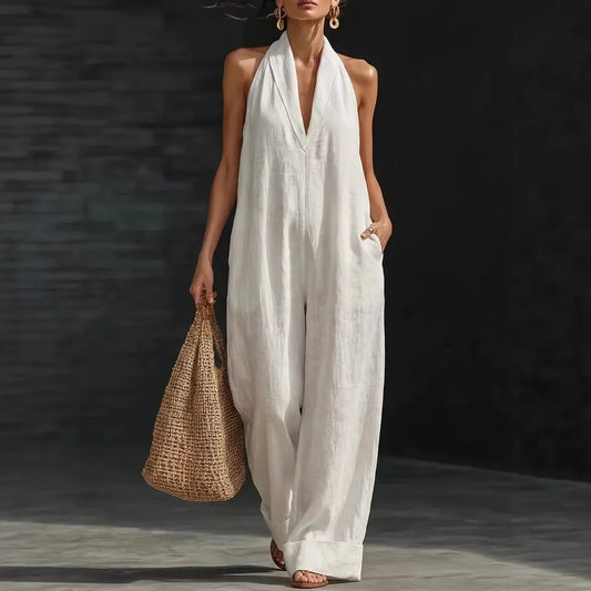 Side Pocket V-Neck Jumpsuit