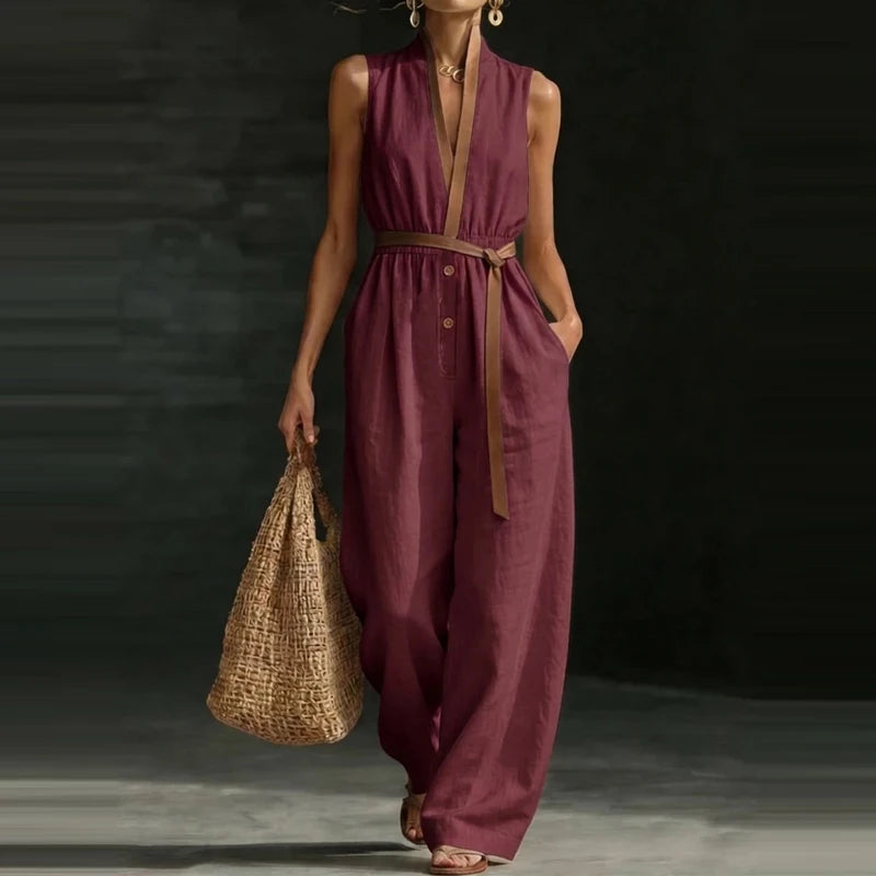 Sleeveless linen jumpsuit