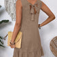 Taupe ruffle hem dress
