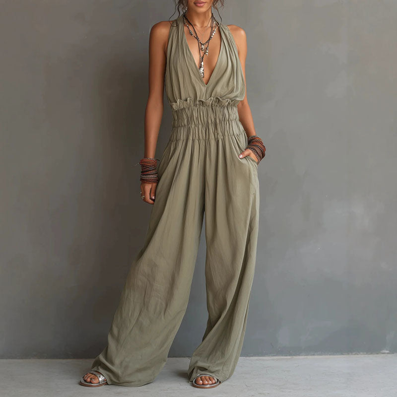 Sleeveless wide leg jumpsuit