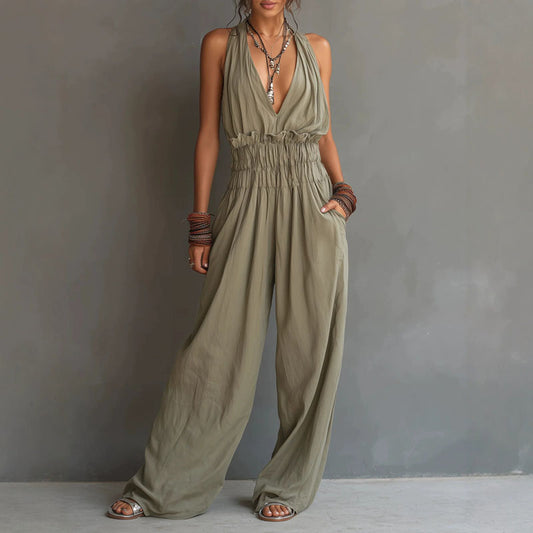 Sleeveless wide leg jumpsuit