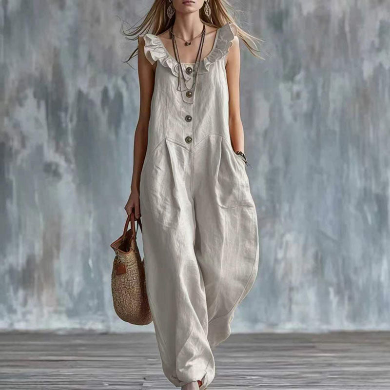 Apricot ruffle jumpsuit