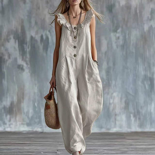 Apricot ruffle jumpsuit