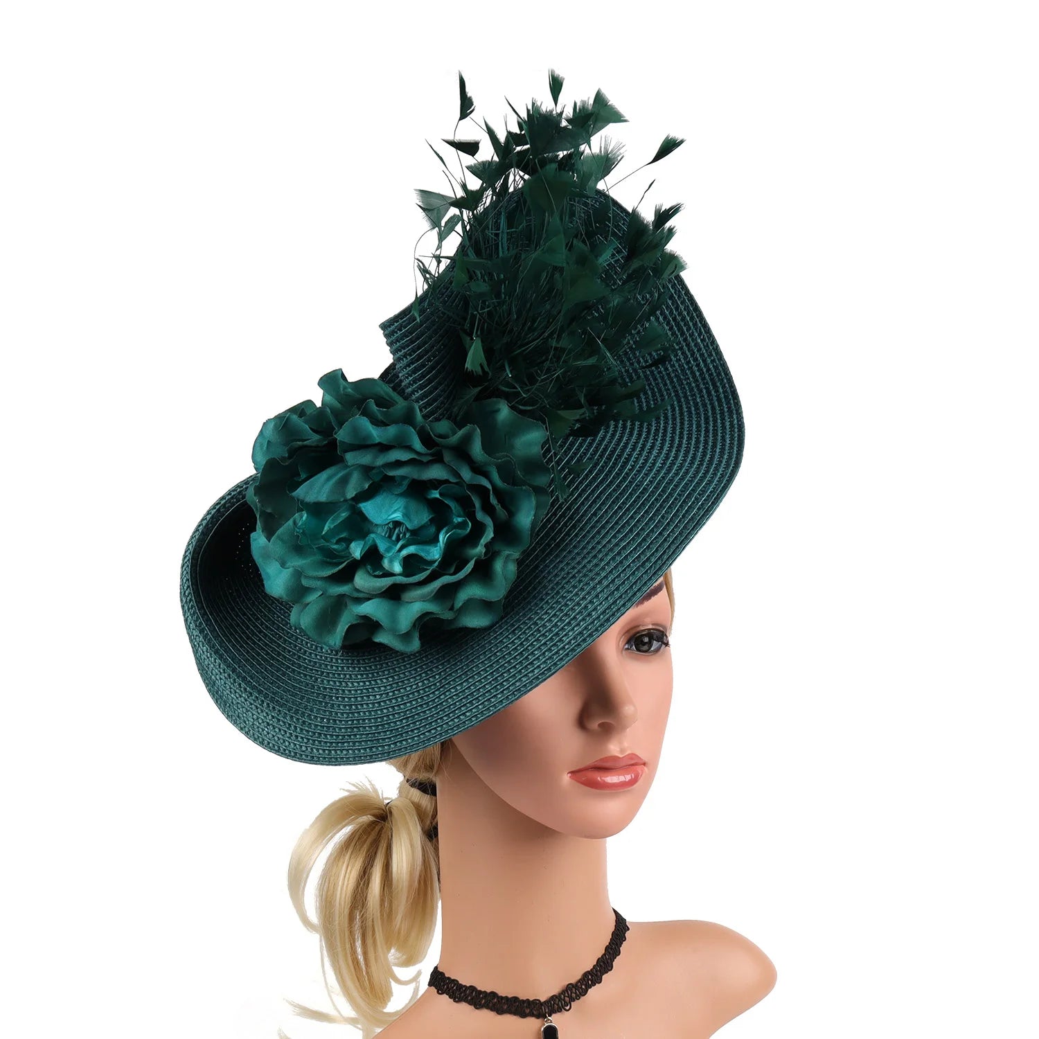 elegant floral feather hat