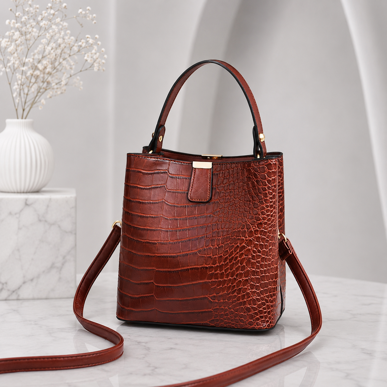 Elegant crocodile handbag