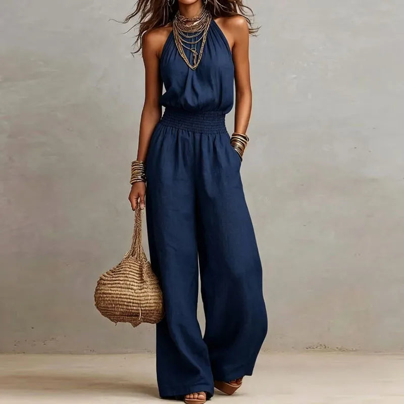 Elegant sleeveless wide jumpsuit