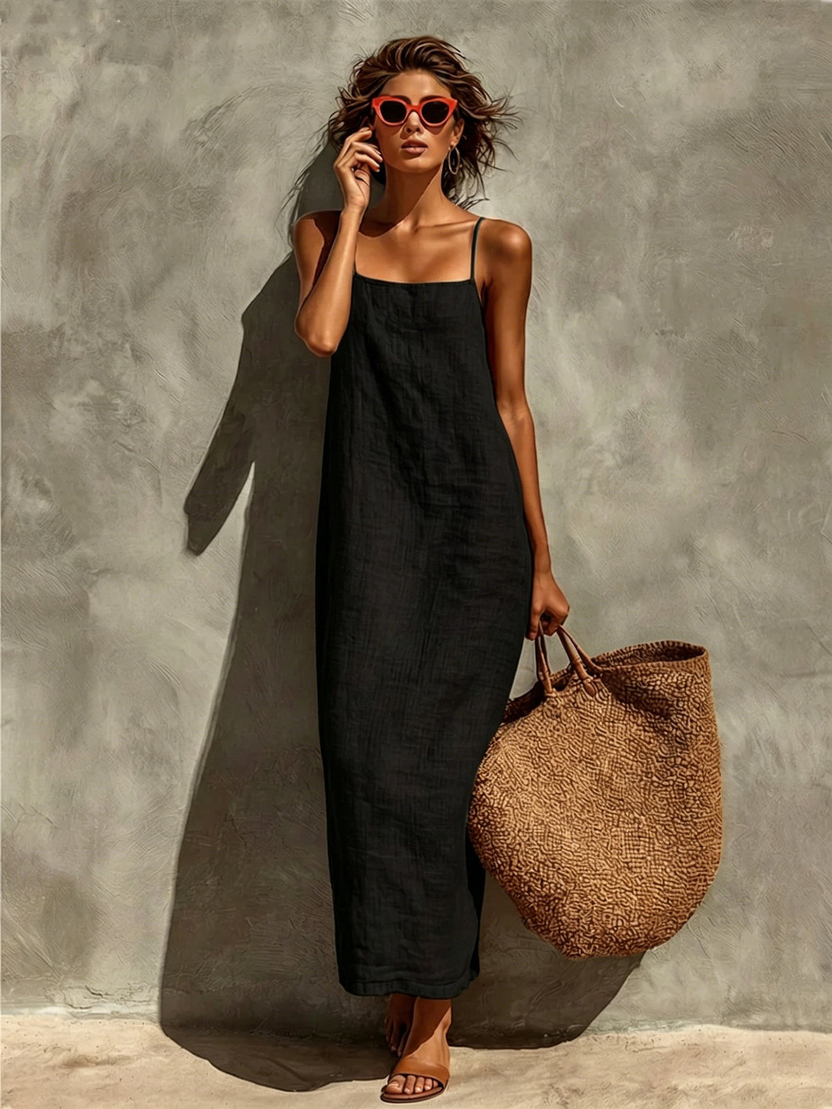 Black spaghetti strap dress