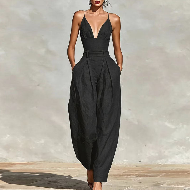 Green tapered leg jumpsuit