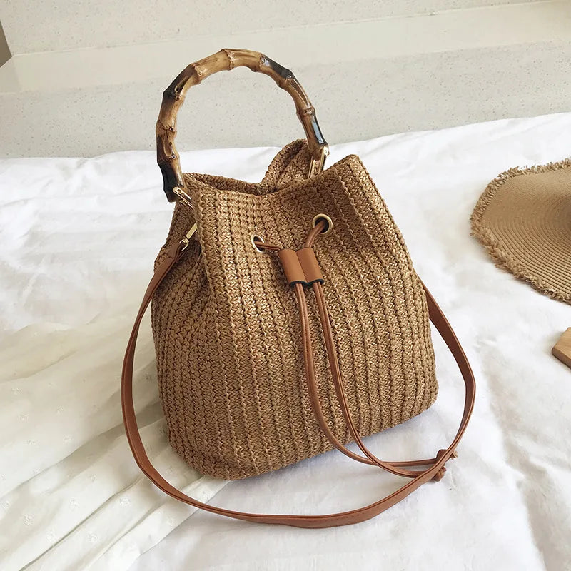 Bamboo handle handbag