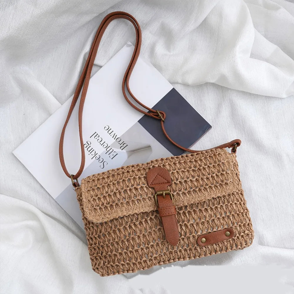 khaki straw shoulder
