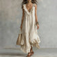 Boho cream flowy maxi dress