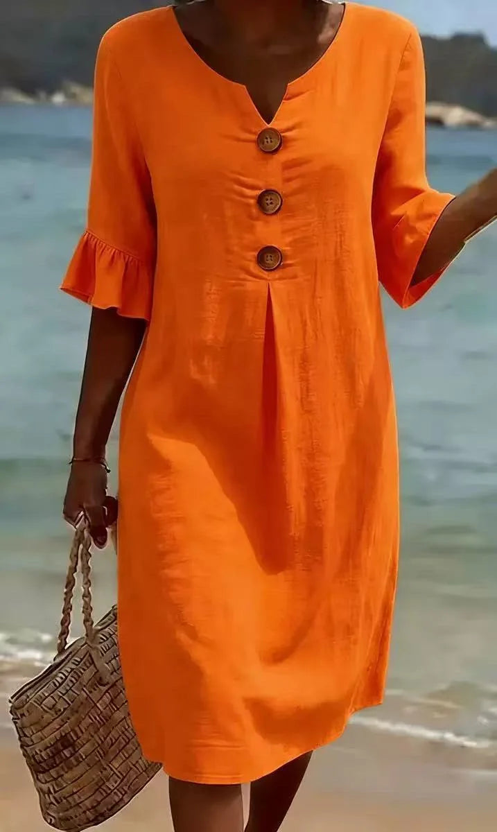 Orange button front dress