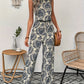 Navy cream printed jumpsuit