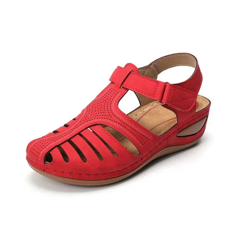 Red Slingback Wedge Sandals