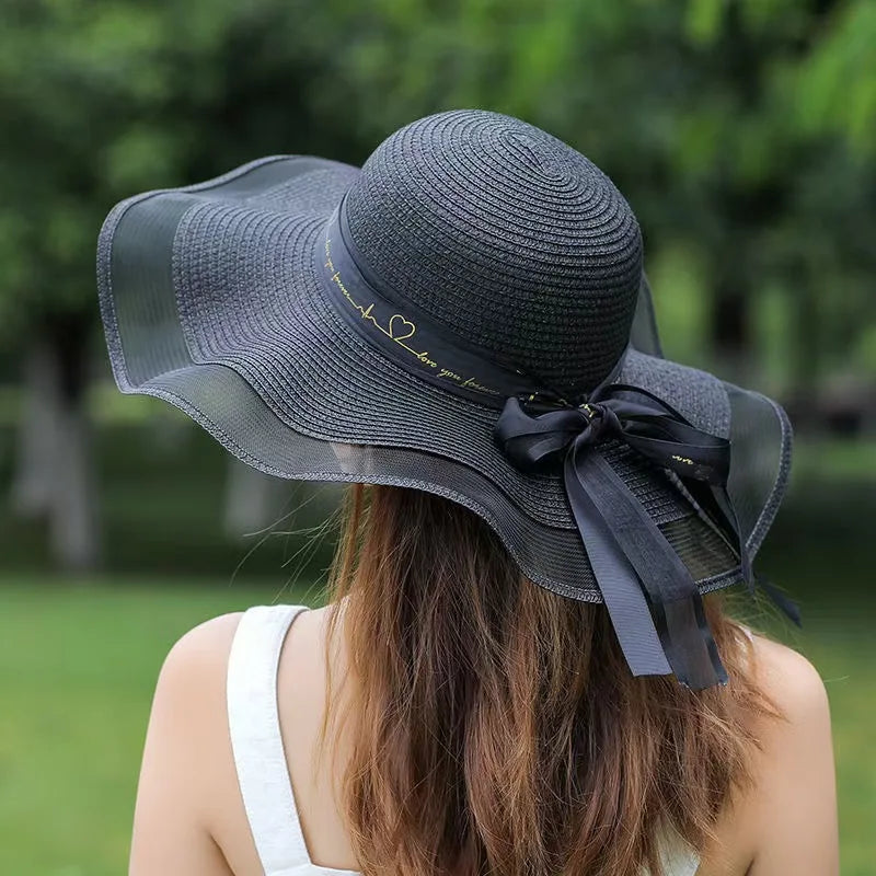 Ribbon bow straw hat