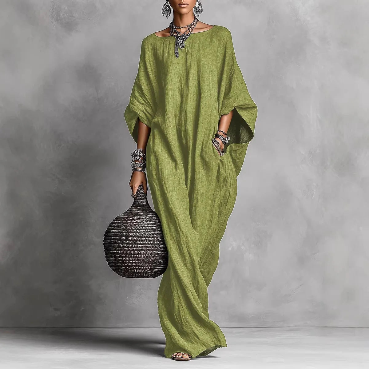 Green Oversized Kaftan Dress