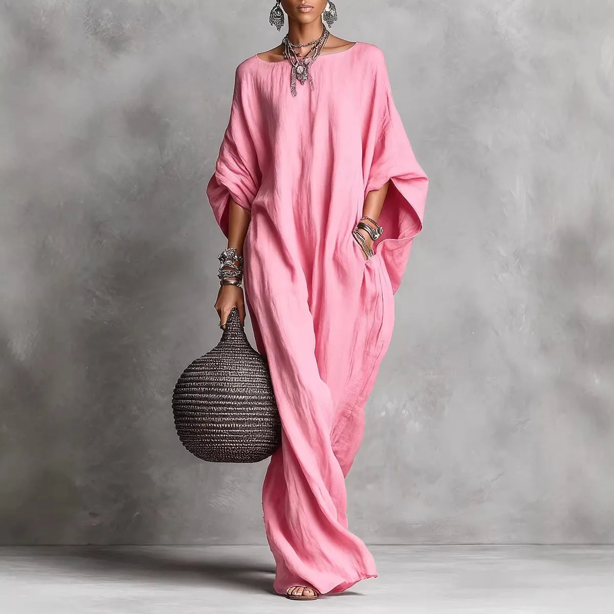 Pink Oversized Kaftan Dress