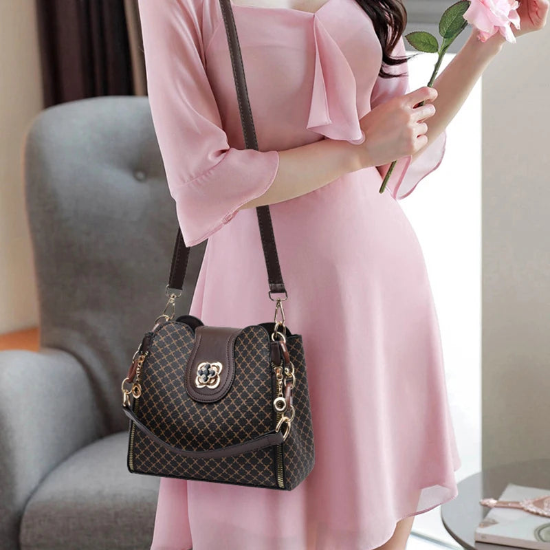 Patterned PU Leather Crossbody Bag