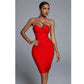 Red cross-shoulder strap dress  front view