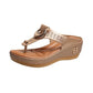 Beige platform flip flops