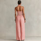 Pink open back jumpsuit