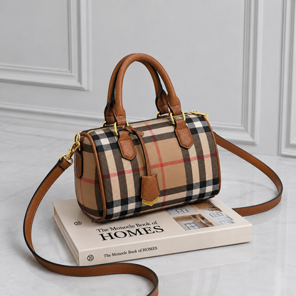 Plaid Barrel Crossbody Bag