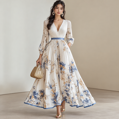 V neck floral dress