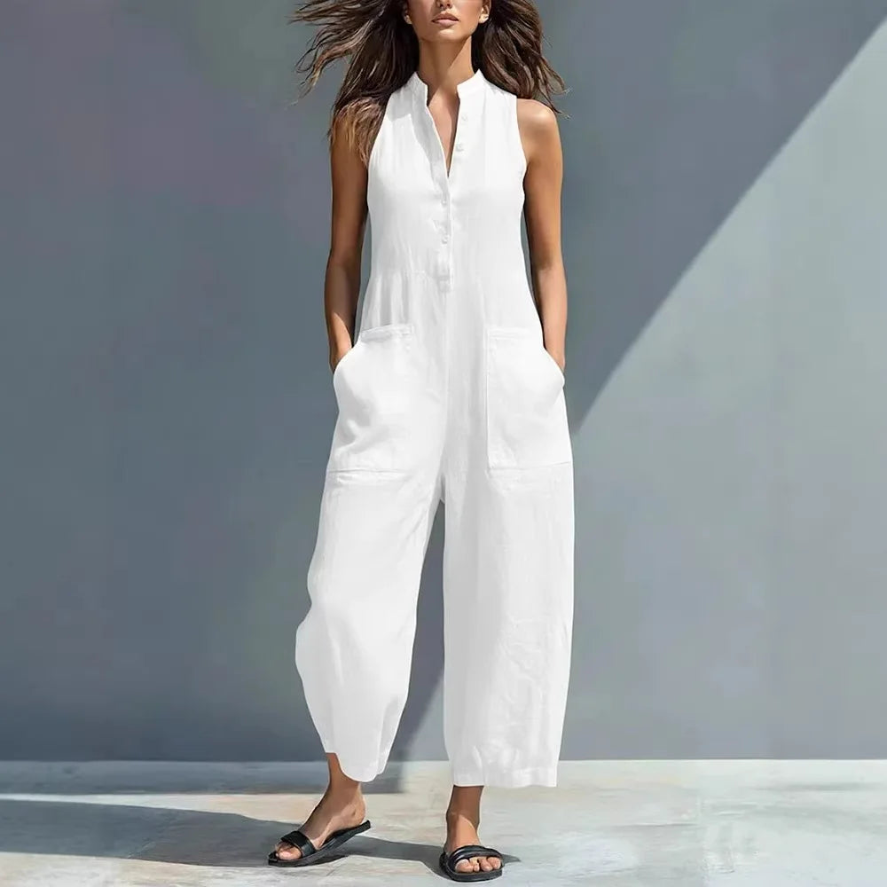 Pocketed Sleeveless Jumpsuit