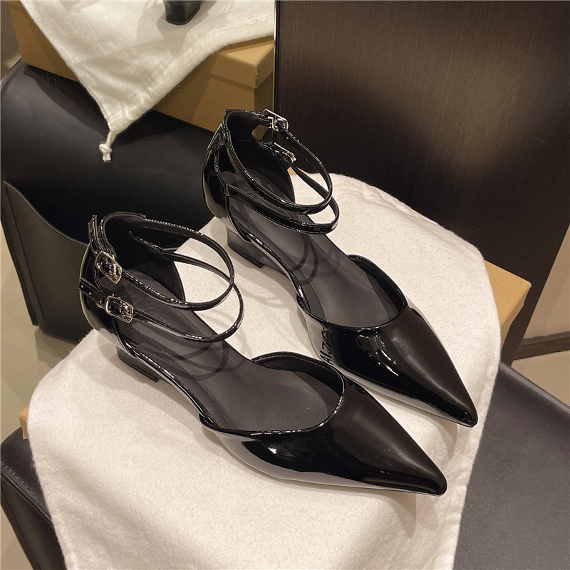 Pointed toe buckle flats