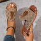 Khaki Printed Platform Slippers