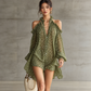 Open shoulder polka dress