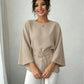 Beige round neck blouse