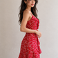 Red V-neck floral dress