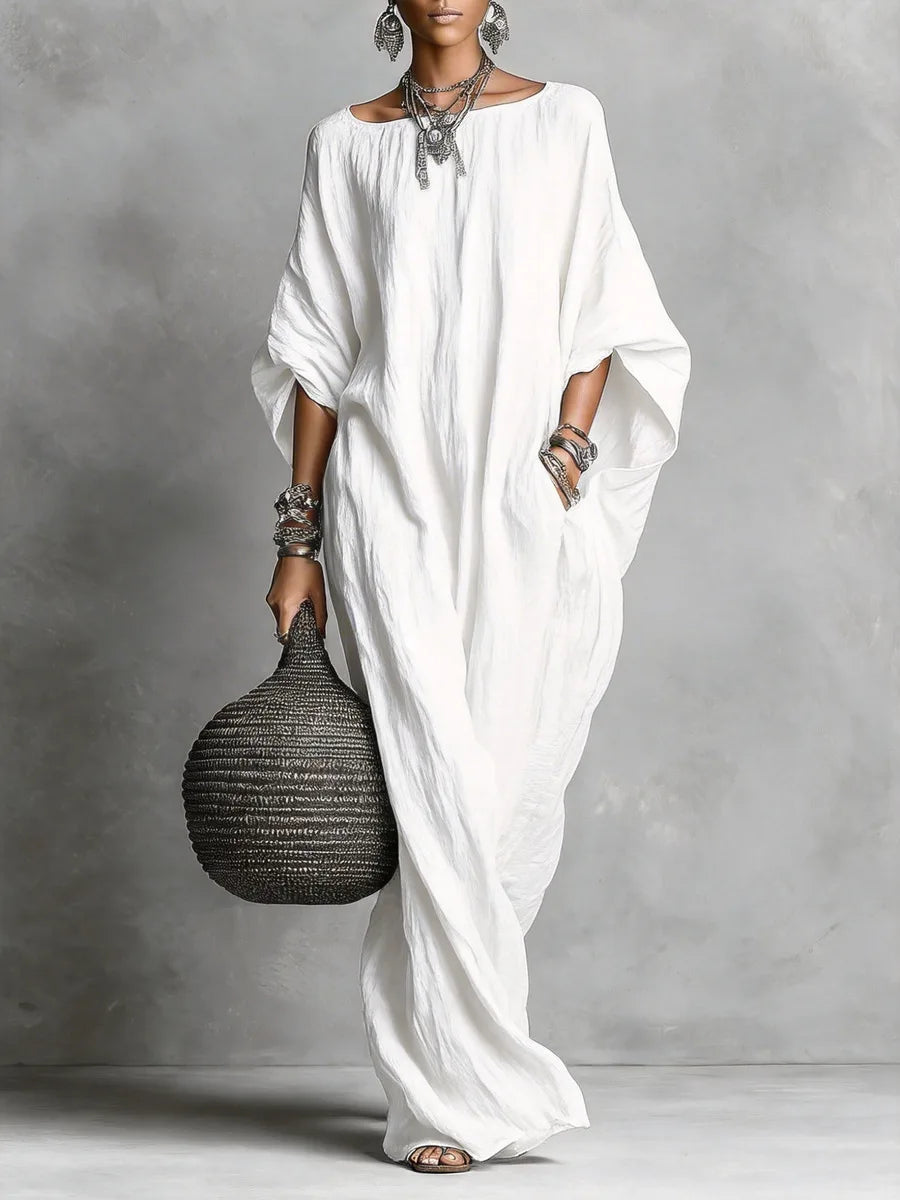 White Loose Fit Maxi Dress