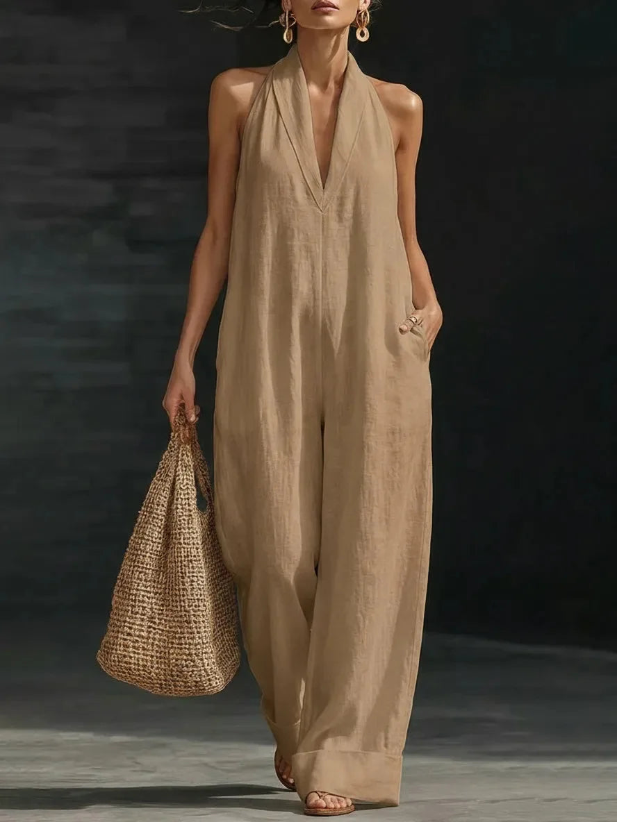 Deep V Neck Jumpsuit