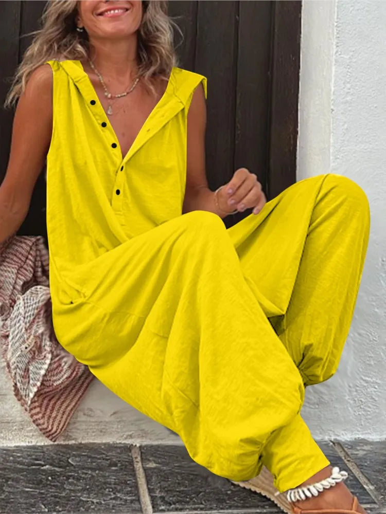 Sleeveless Hooded Harem Jumpsuit