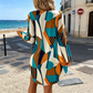 Colorful geometric print mini dress