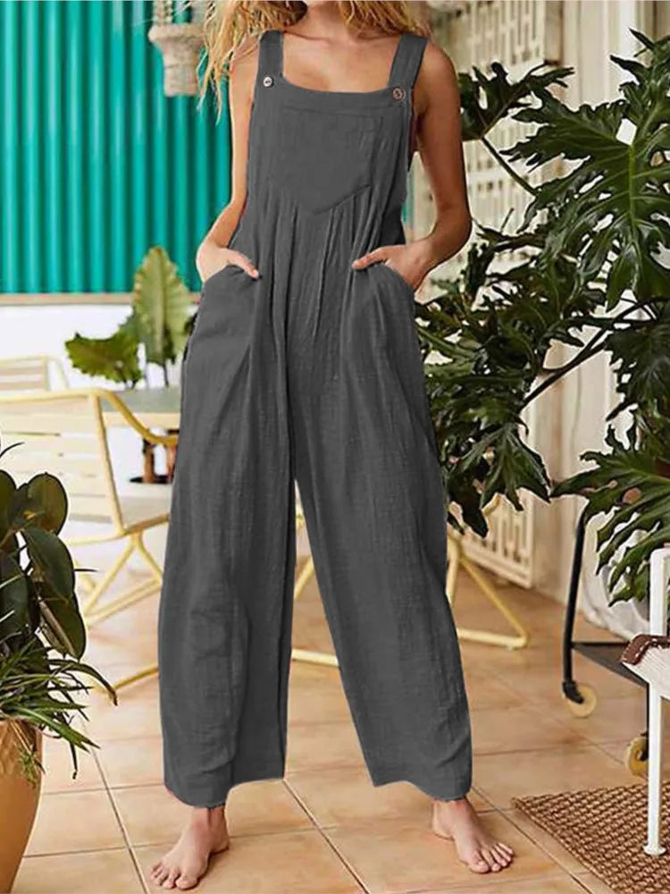 Casual linen blend jumpsuit