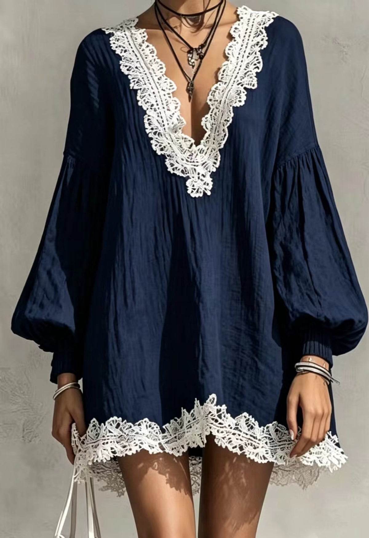 Deep V lace dress