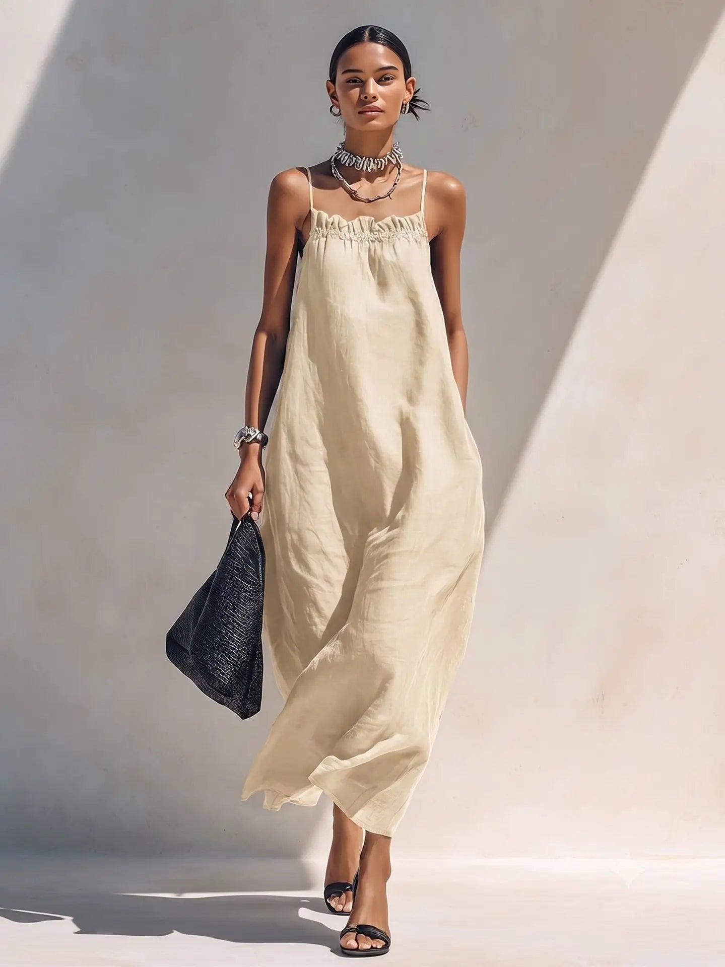 Cream loose maxi dress